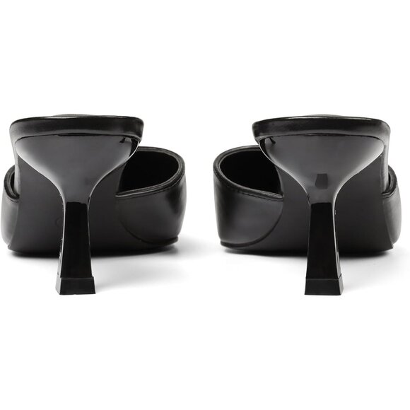 Women's Black Kitten Heels Closed Pointed Toe Stiletto Heels Black Mules - Picture 7 of 7